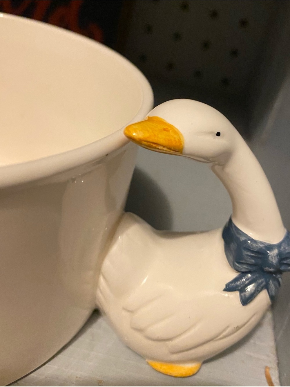 Vintage Set of 5 Blue Ribbon Goose Geese Handle Ceramic Mugs House of Lloyd 1988